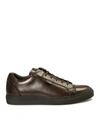 BRIONI SMOOTH LEATHER SNEAKERS IN BROWN