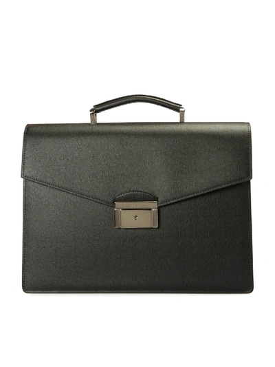 Brioni Abraham Saffiano Leather Briefcase In Black