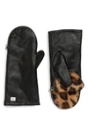 SOIA & KYO LEATHER ZIP TOP MITTENS WITH FAUX FUR LINING,BETRICE