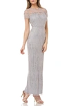 JS COLLECTIONS ILLUSION YOKE BEADED COLUMN GOWN,867199