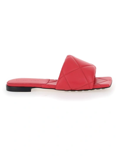 Bottega Veneta 10mm Lido Leather Slide Flats In Red