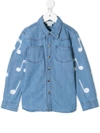 Stella Mccartney Music Notes Print Stretch Denim Shirt In Blue