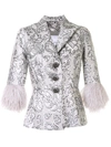 ANDREW GN FLORAL BROCADE FEATHER CUFF JACKET