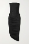 ALIX NYC CRAWFORD STRAPLESS ASYMMETRIC RUCHED STRETCH-JERSEY DRESS