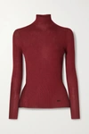 AKRIS RIBBED CASHMERE AND SILK-BLEND TURTLENECK SWEATER