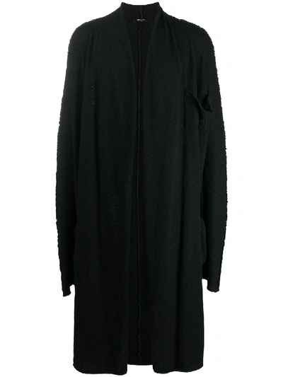 Balmain Cotton & Tech Jersey Long Cardigan In Black
