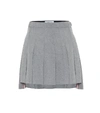 Thom Browne Pleated Wool Mini Skirt In Grey