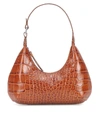 By Far Baby Amber Circular Croco Shoulder Bag In Brown