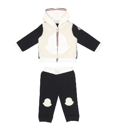 Moncler Enfant Kids' Baby Cotton And Faux Shearling Tracksuit In Blue