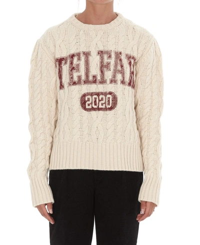 Telfar Cable-knit Sweater With Logo In Beige,red