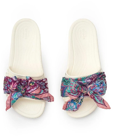 Liberty X Crocs Ianthe Slides With  Silk Scarf In White