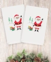 Linum Home Christmas Santa Waving 100% Turkish Cotton 2-pc. Hand Towel Set In White