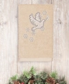 Linum Home Christmas Dove Embroidered Luxury Turkish Cotton Hand Towel In Sand