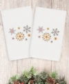 Linum Home Christmas Snowfall 100% Turkish Cotton 2-pc. Hand Towel Set In White