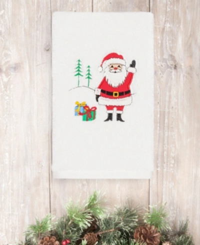 Linum Home Christmas Santa Waving 100% Turkish Cotton Hand Towel In White