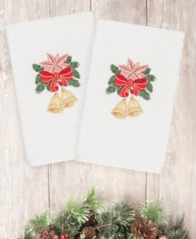 Linum Home Christmas Bells 100% Turkish Cotton 2-pc. Hand Towel Set In White