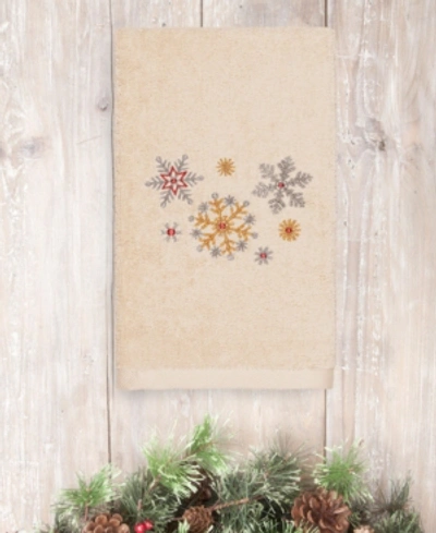 Linum Home Christmas Snowfall 100% Turkish Cotton Hand Towel Bedding In Sand