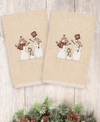Linum Home Christmas Snow Family 100% Turkish Cotton 2-pc. Hand Towel Set In Sand