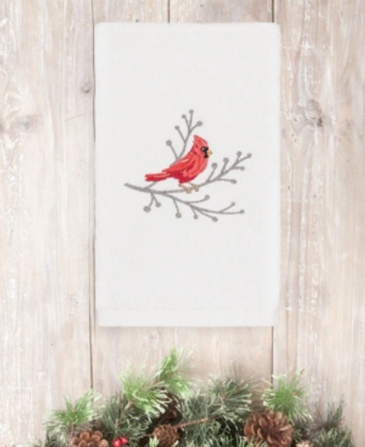 Linum Home Christmas Cardinal 100% Turkish Cotton Hand Towel In White