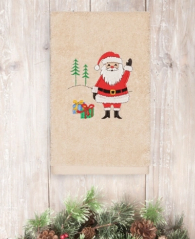 Linum Home Christmas Santa Waving 100% Turkish Cotton Hand Towel In Sand