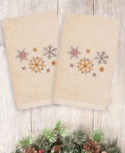 Linum Home Christmas Snowfall 100% Turkish Cotton 2-pc. Hand Towel Set In Sand