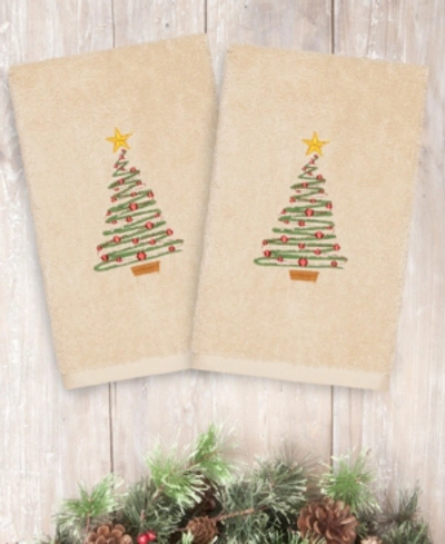 Linum Home Christmas Tree 100% Turkish Cotton 2-pc. Hand Towel Set In Sand