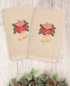 Linum Home Christmas Bells 100% Turkish Cotton 2-pc. Hand Towel Set In Sand