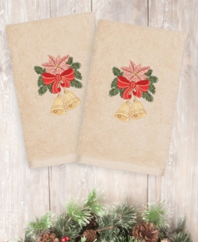 Linum Home Christmas Bells 100% Turkish Cotton 2-pc. Hand Towel Set In Sand