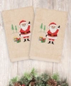 Linum Home Christmas Santa Waving 100% Turkish Cotton 2-pc. Hand Towel Set Bedding In Sand
