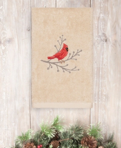 Linum Home Christmas Cardinal 100% Turkish Cotton Hand Towel In Sand