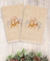 Linum Home Christmas Deer 100% Turkish Cotton 2-pc. Hand Towel Set In Sand