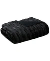 Madison Park Duke Ribbed Faux-fur Throw, 50" X 60" In Black