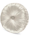 J Queen New York Satinique Tufted Decorative Pillow, 15" Round In Natural
