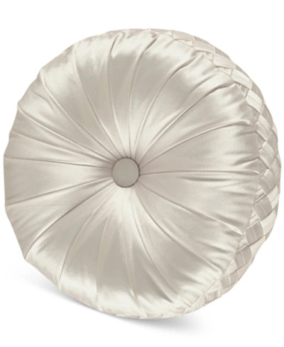 J Queen New York Satinique Tufted Decorative Pillow, 15" Round In Natural