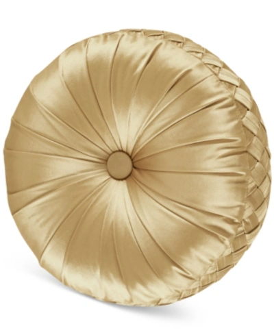 J Queen New York Satinique Tufted Decorative Pillow, 15" Round In Gold