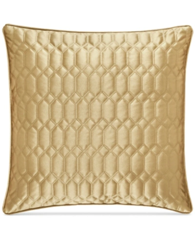 J Queen New York Satinique Quilted Decorative Pillow, 20" X 20" In Gold