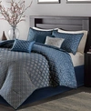 Madison Park Biloxi 7-pc. Geometric Jacquard King Comforter Set Bedding In Navy
