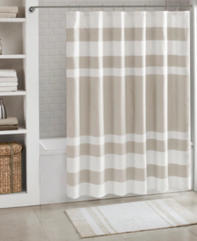 Madison Park Spa Waffle 3m-scotchgard Shower Curtain, 54" X 78" In Taupe