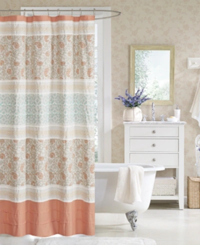 Madison Park Dawn Cotton Shower Curtain, 72" X 72" In Coral