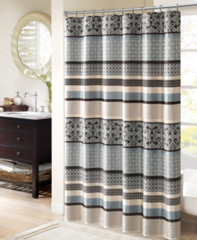 Madison Park Princeton Jacquard Shower Curtain, 72" X 72" In Blue