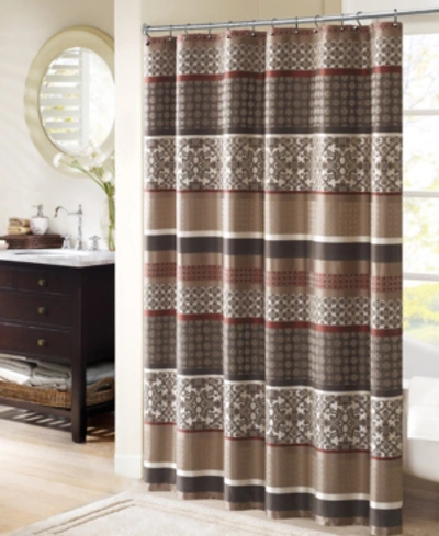 Madison Park Princeton Jacquard Shower Curtain, 72" X 72" In Red