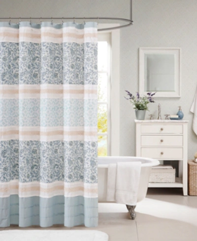 Madison Park Dawn Cotton Shower Curtain, 72" X 72" In Blue