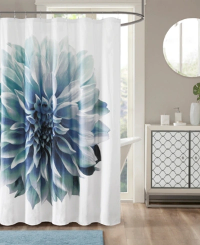 Madison Park Norah Cotton Percale Shower Curtain, 72" X 72" In Aqua
