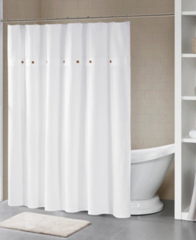 Madison Park Finley Waffle Weave Cotton Shower Curtain, 72" X 72" In White
