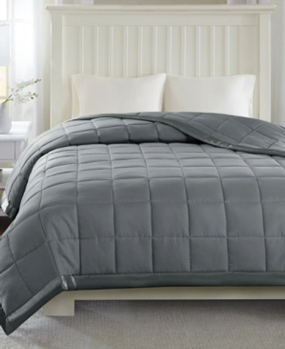 Madison Park Windom Lightweight Down Alternative Satin Trim Blanket, King In Charcoal
