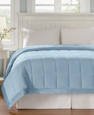 Madison Park Windom Lightweight Down Alternative Satin Trim Blanket, King In Blue