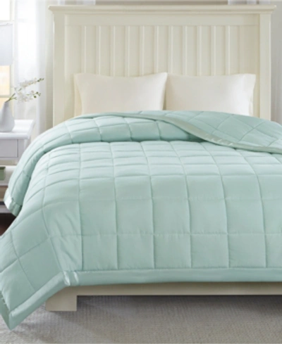Madison Park Windom Lightweight Down Alternative Satin Trim Blanket, King In Seafoam