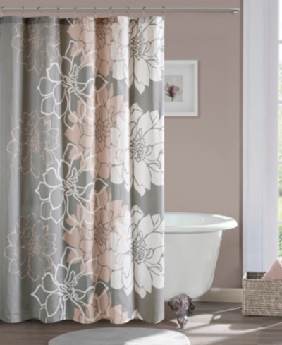 Madison Park Lola Floral Cotton Shower Curtain, 72" X 72" In Blush