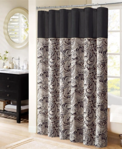 Madison Park Aubrey Jacquard Beaded Shower Curtain, 72" X 72" In Black