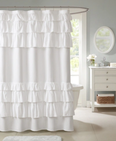 Madison Park Grace Ruffled Shower Curtain, 72" X 72" In White